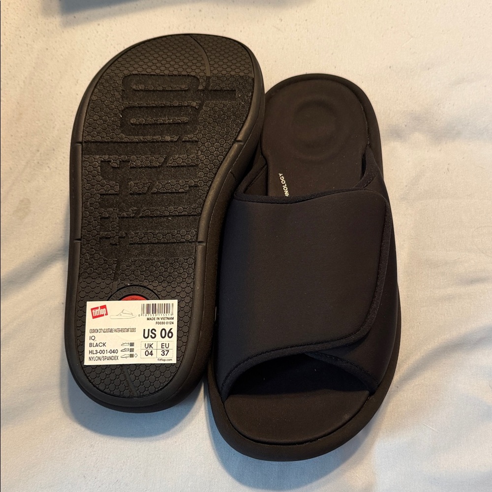 Fitflop Black Adjustable Slide Sandals
